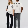 Hype Heavyweight Unisex Oversized Tee - Off White-Black