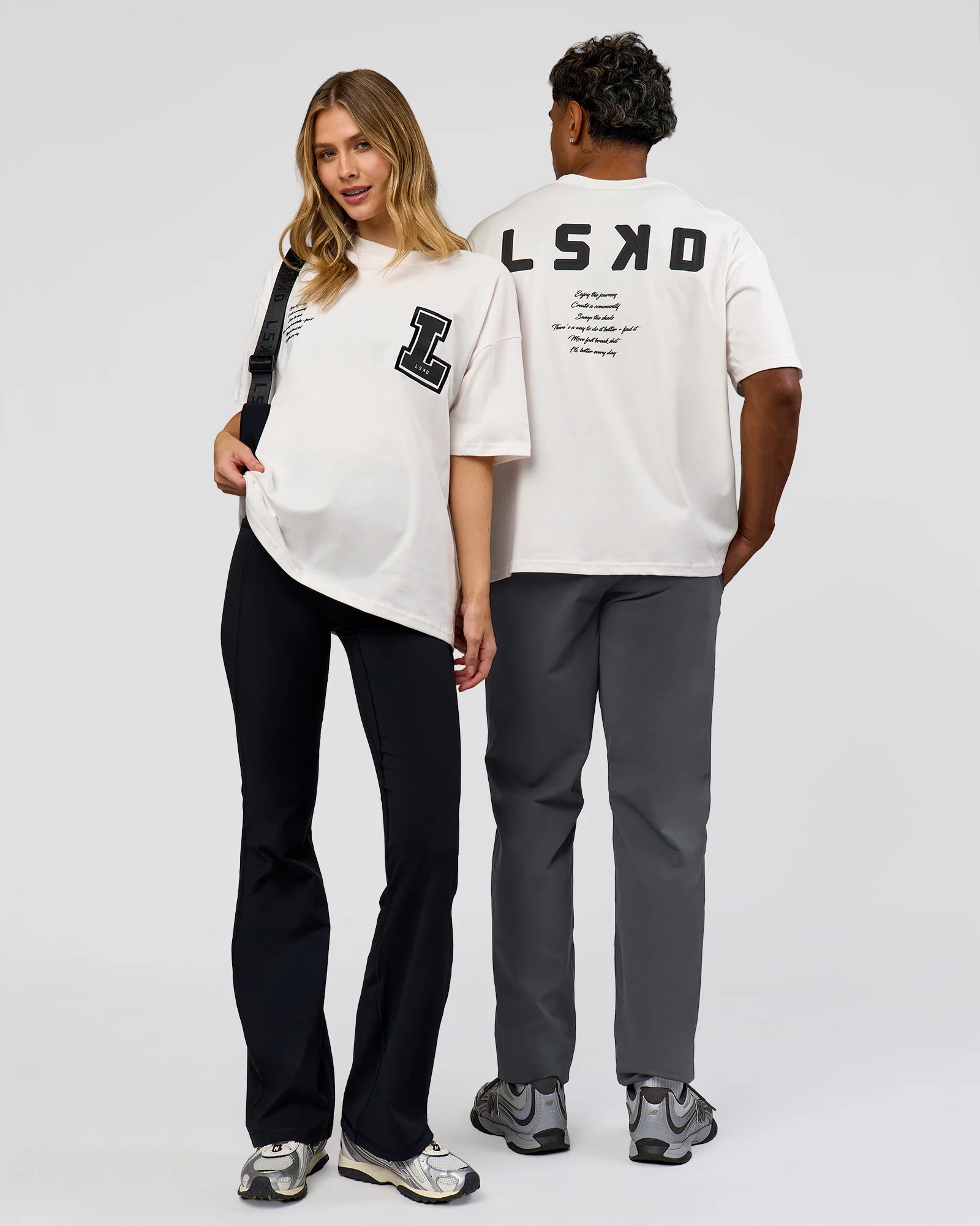 Hype Heavyweight Unisex Oversized Tee - Off White-Black