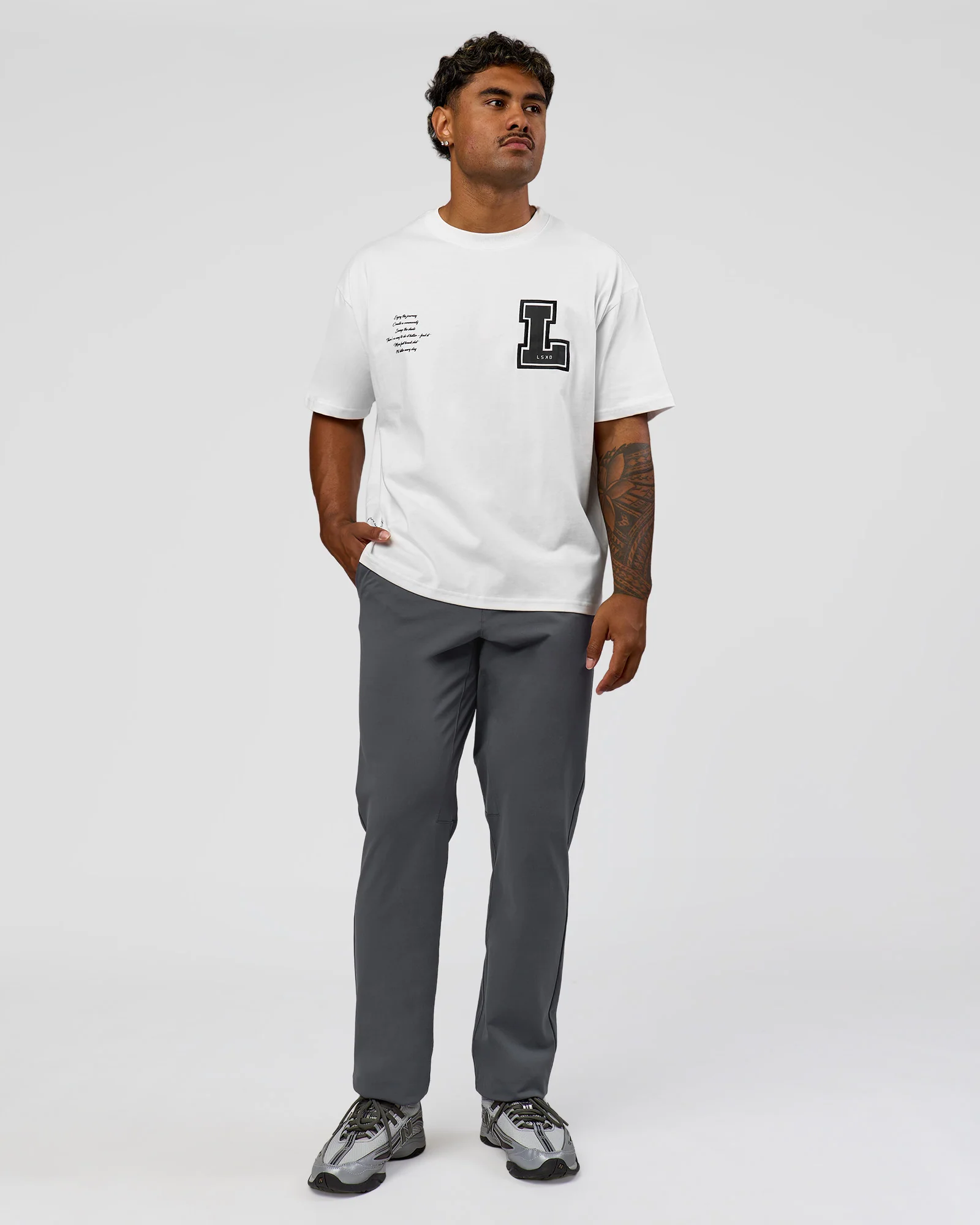 Hype Heavyweight Unisex Oversized Tee - Off White-Black