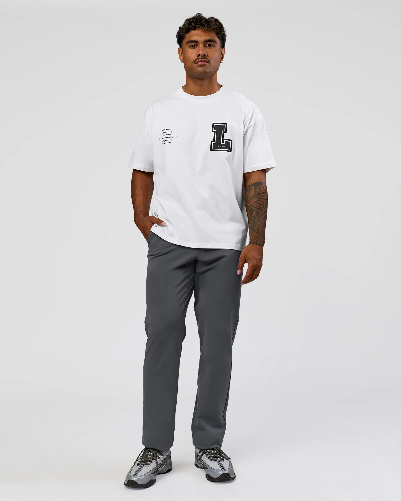 Hype Heavyweight Unisex Oversized Tee - Off White-Black