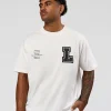 Hype Heavyweight Unisex Oversized Tee - Off White-Black