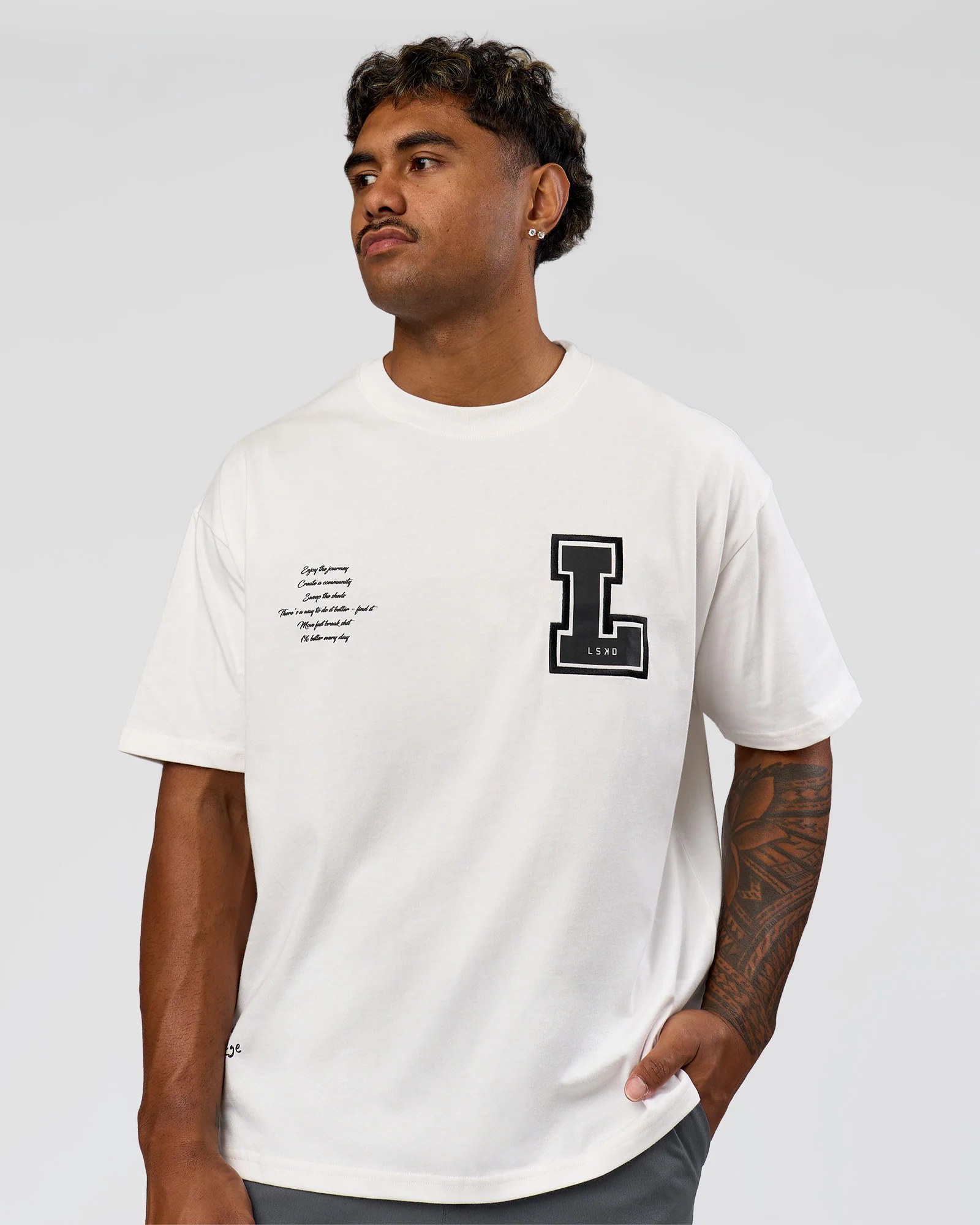 Hype Heavyweight Unisex Oversized Tee - Off White-Black