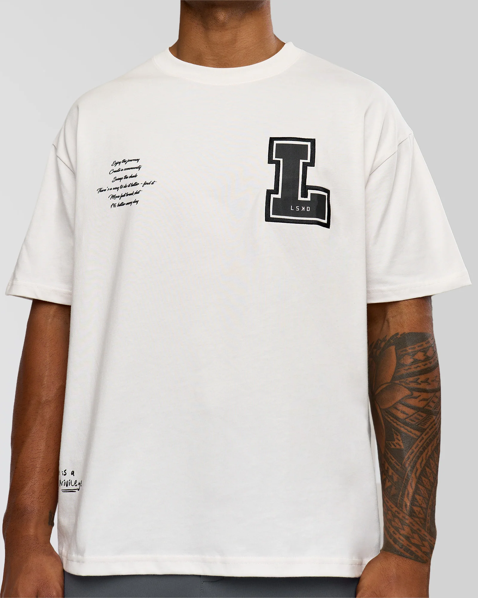 Hype Heavyweight Unisex Oversized Tee - Off White-Black
