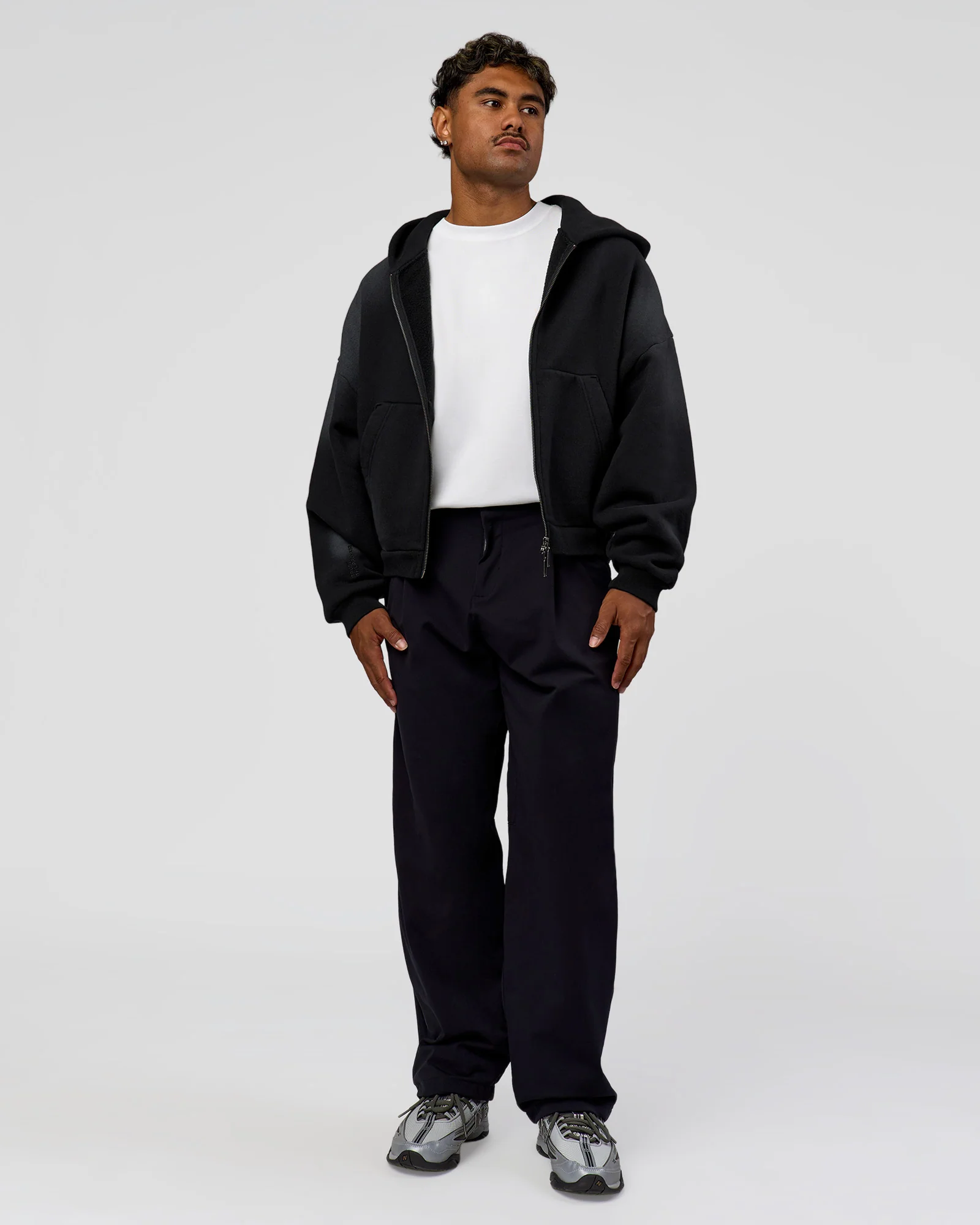 Memory In Motion Ultra Heavyweight Zip Thru Hoodie - Black Washed