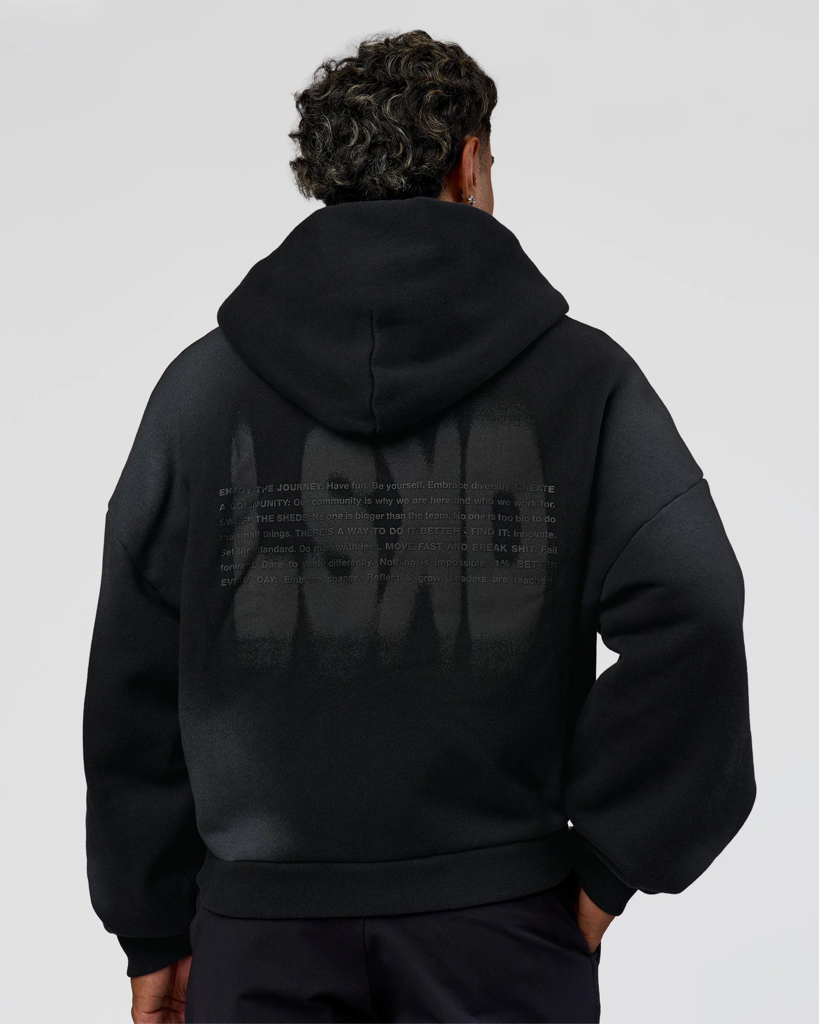 Memory In Motion Ultra Heavyweight Zip Thru Hoodie - Black Washed