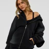 Memory In Motion Ultra Heavyweight Zip Thru Hoodie - Black Washed