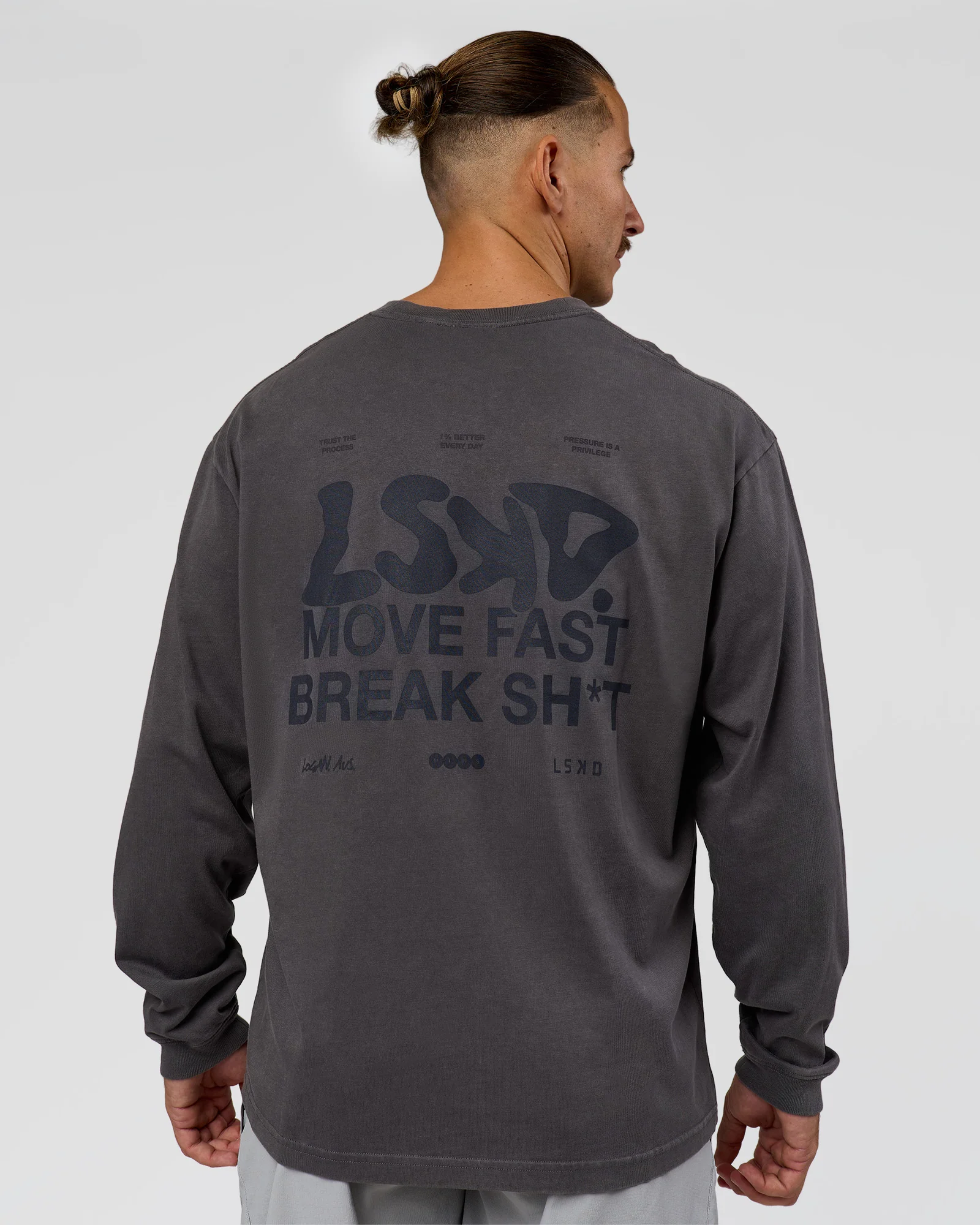Move Fast Heavyweight Oversized Long Sleeve Tee - Dark Storm Washed