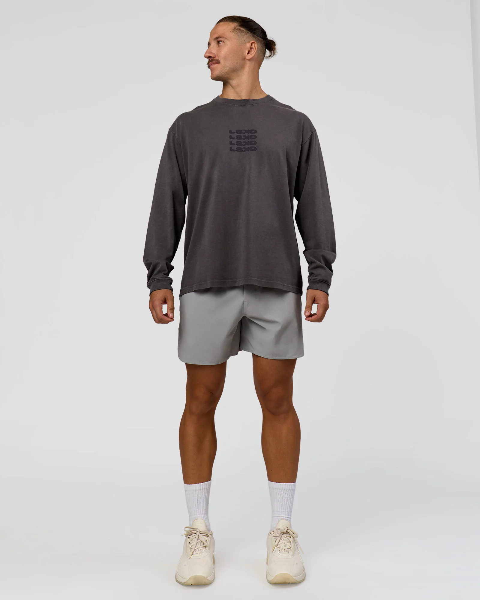 Move Fast Heavyweight Oversized Long Sleeve Tee - Dark Storm Washed