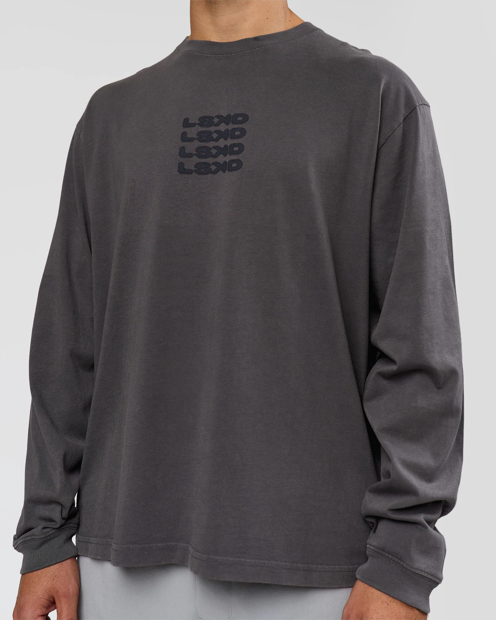 Move Fast Heavyweight Oversized Long Sleeve Tee - Dark Storm Washed