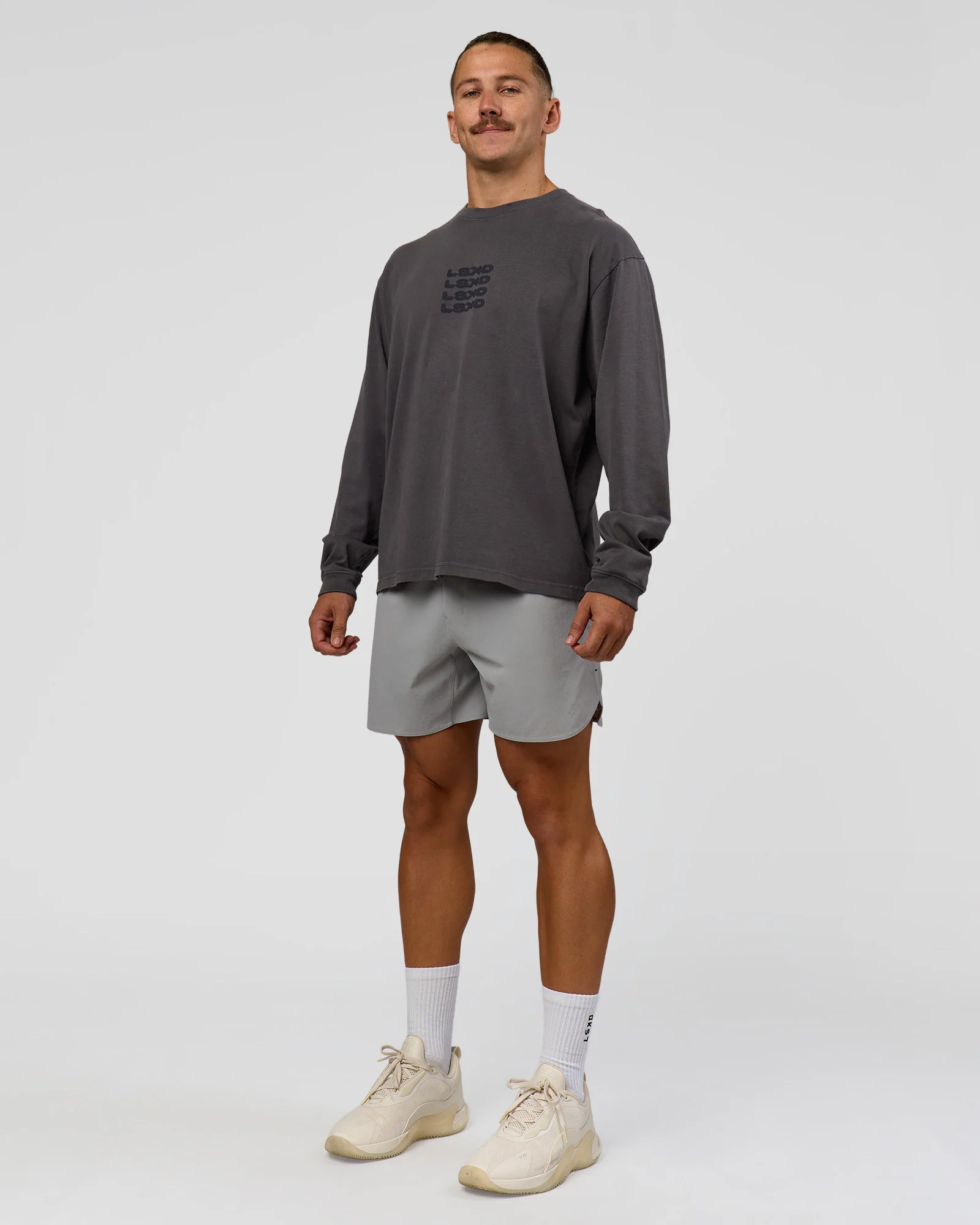 Move Fast Heavyweight Oversized Long Sleeve Tee - Dark Storm Washed