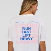 Run Fast Lift Heavy FLXCotton Cropped Tee - White