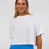 Run Fast Lift Heavy FLXCotton Cropped Tee - White