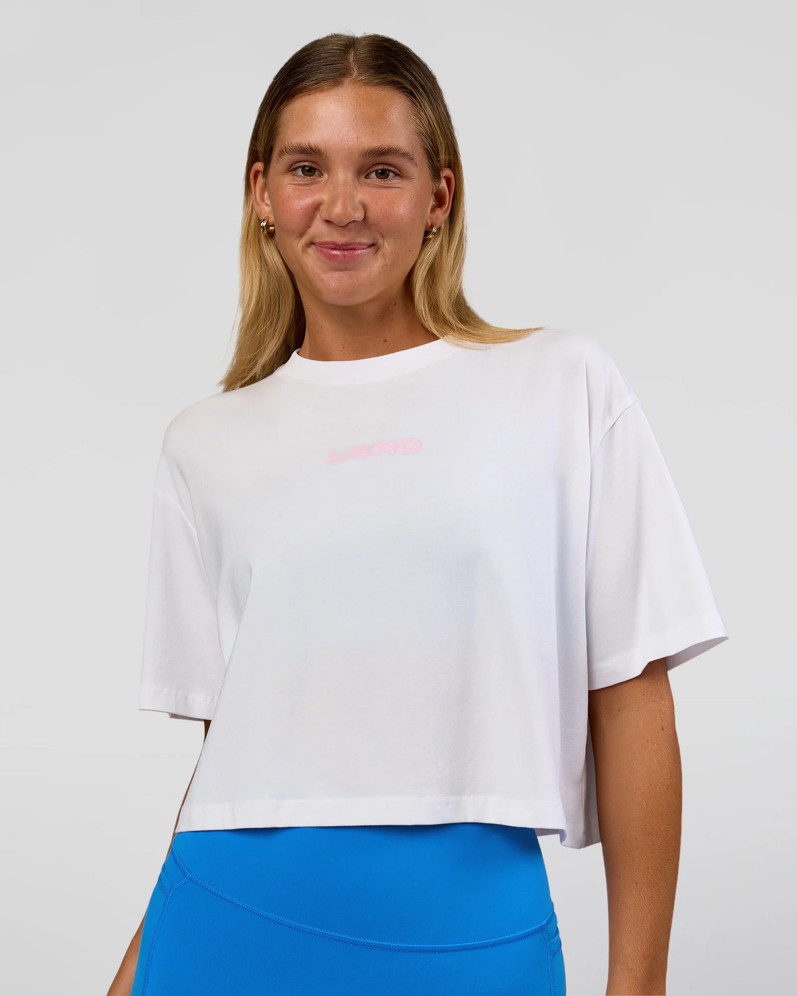 Run Fast Lift Heavy FLXCotton Cropped Tee - White