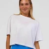 Run Fast Lift Heavy FLXCotton Cropped Tee - White