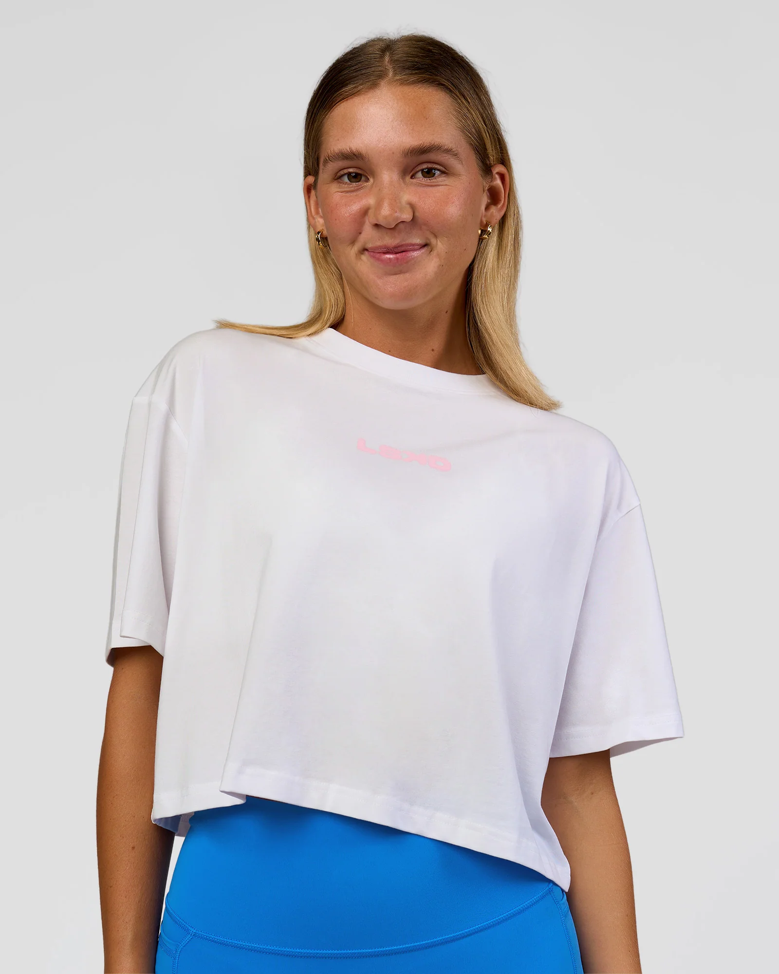 Run Fast Lift Heavy FLXCotton Cropped Tee - White