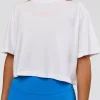 Run Fast Lift Heavy FLXCotton Cropped Tee - White