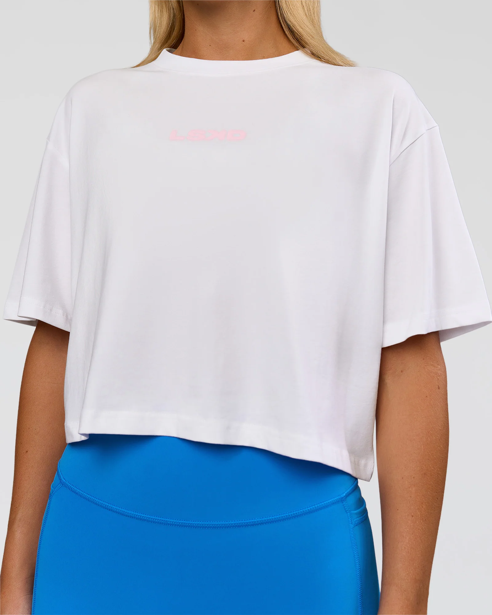 Run Fast Lift Heavy FLXCotton Cropped Tee - White
