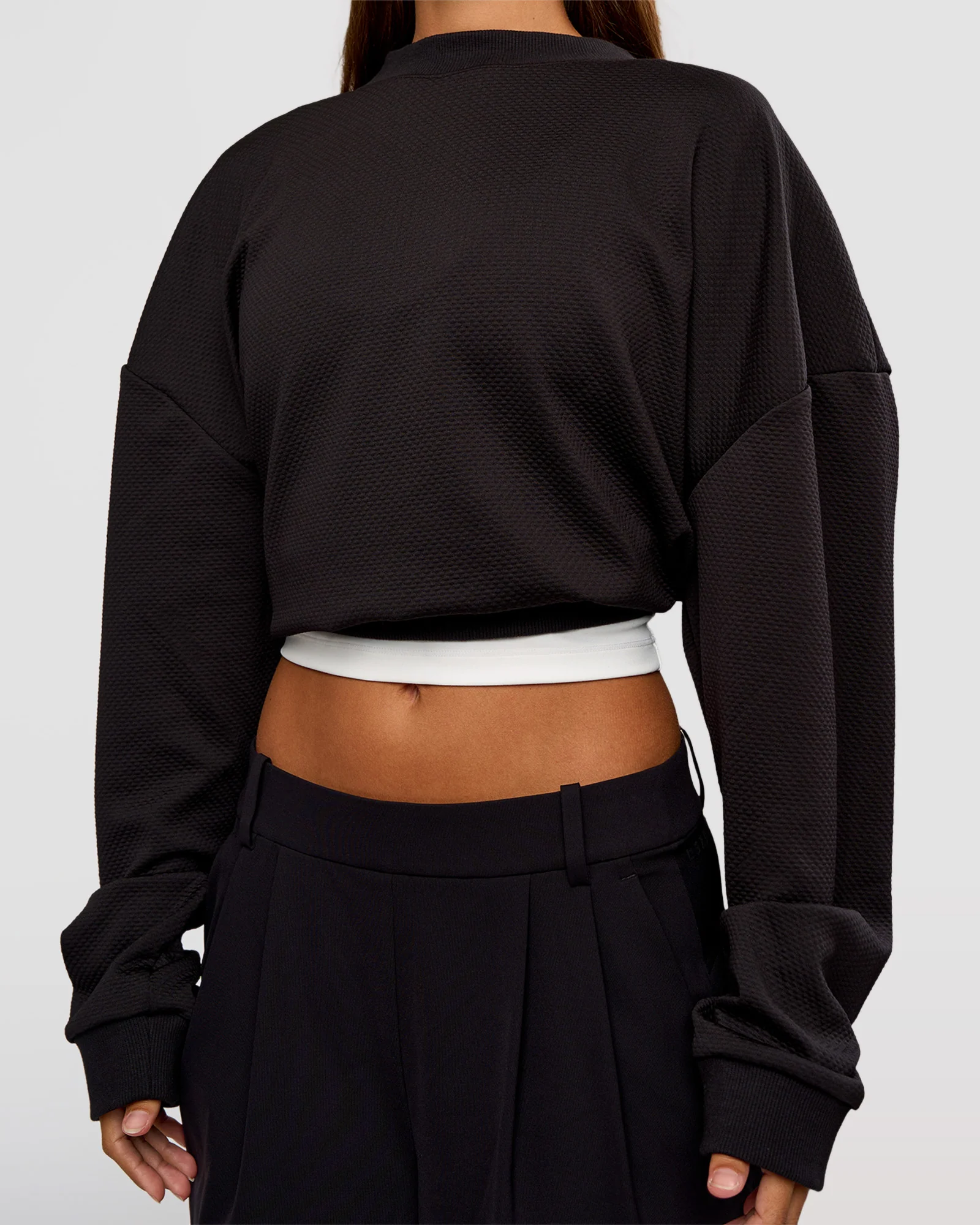 Everyday Elevation Waffle Oversized Sweater - Black
