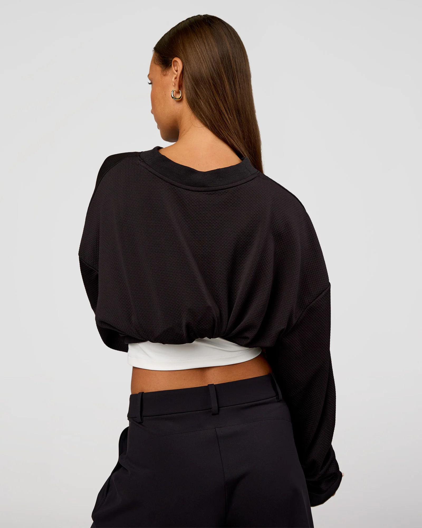 Everyday Elevation Waffle Oversized Sweater - Black