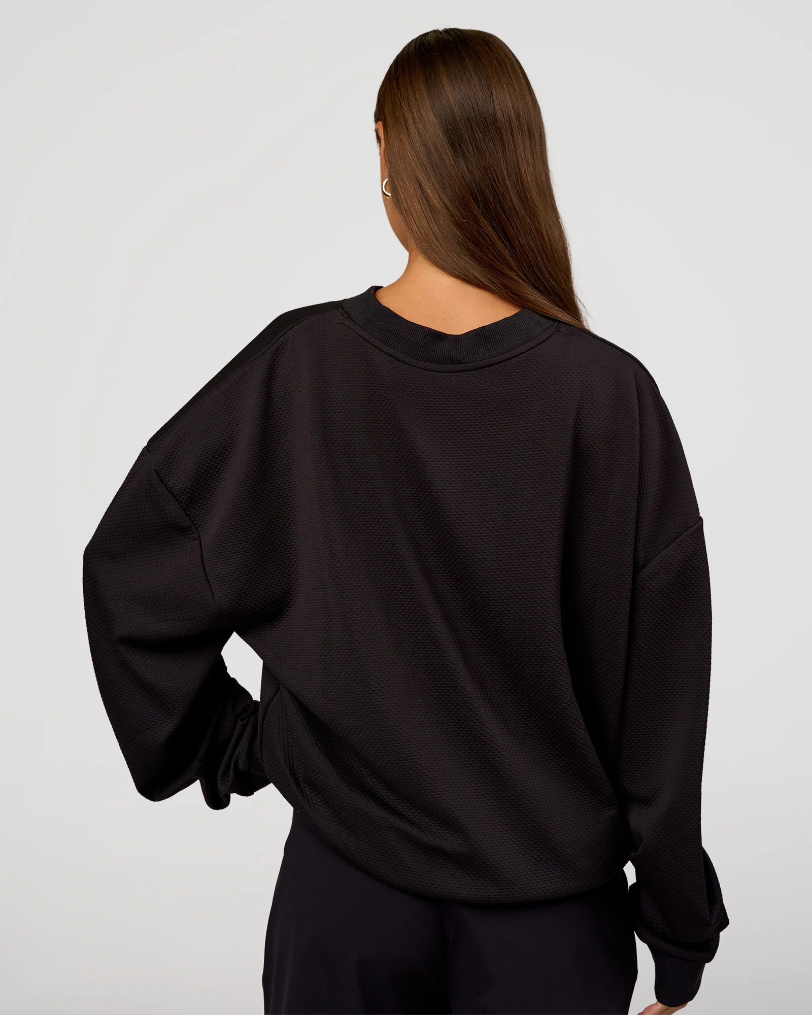 Everyday Elevation Waffle Oversized Sweater - Black