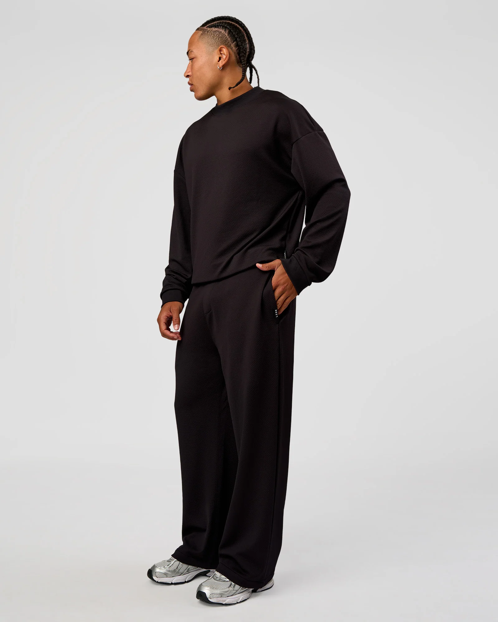 Everyday Elevation Waffle Oversized Sweater - Black