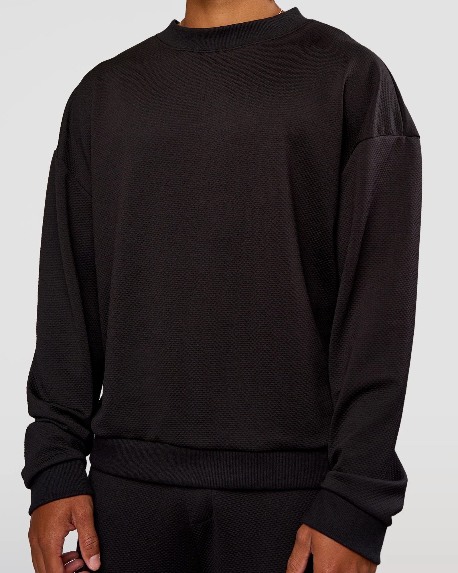 Everyday Elevation Waffle Oversized Sweater - Black