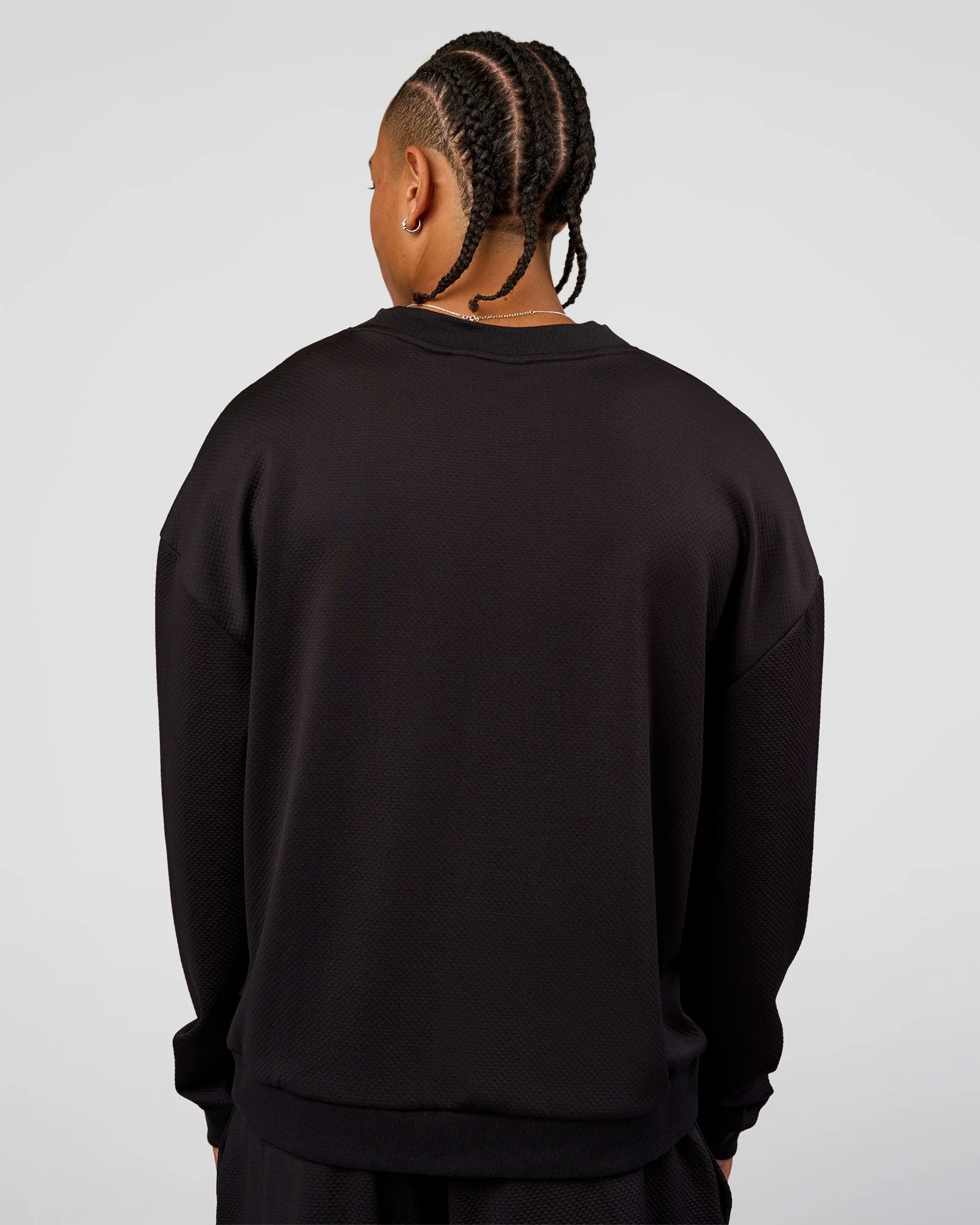 Everyday Elevation Waffle Oversized Sweater - Black