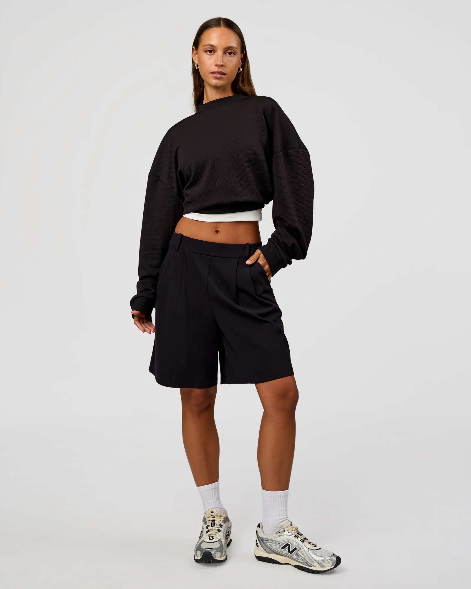 Everyday Elevation Waffle Oversized Sweater - Black