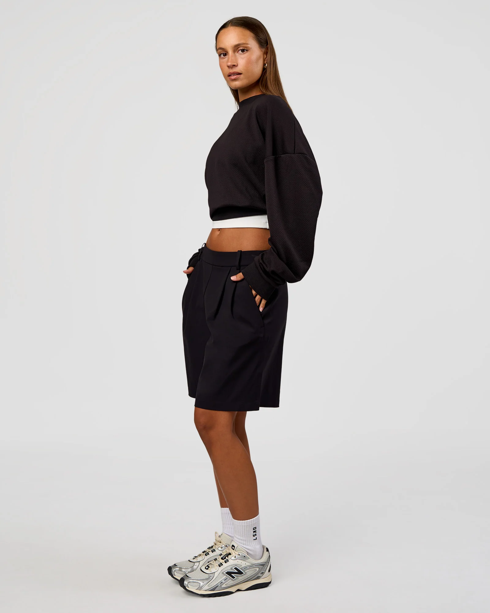 Everyday Elevation Waffle Oversized Sweater - Black