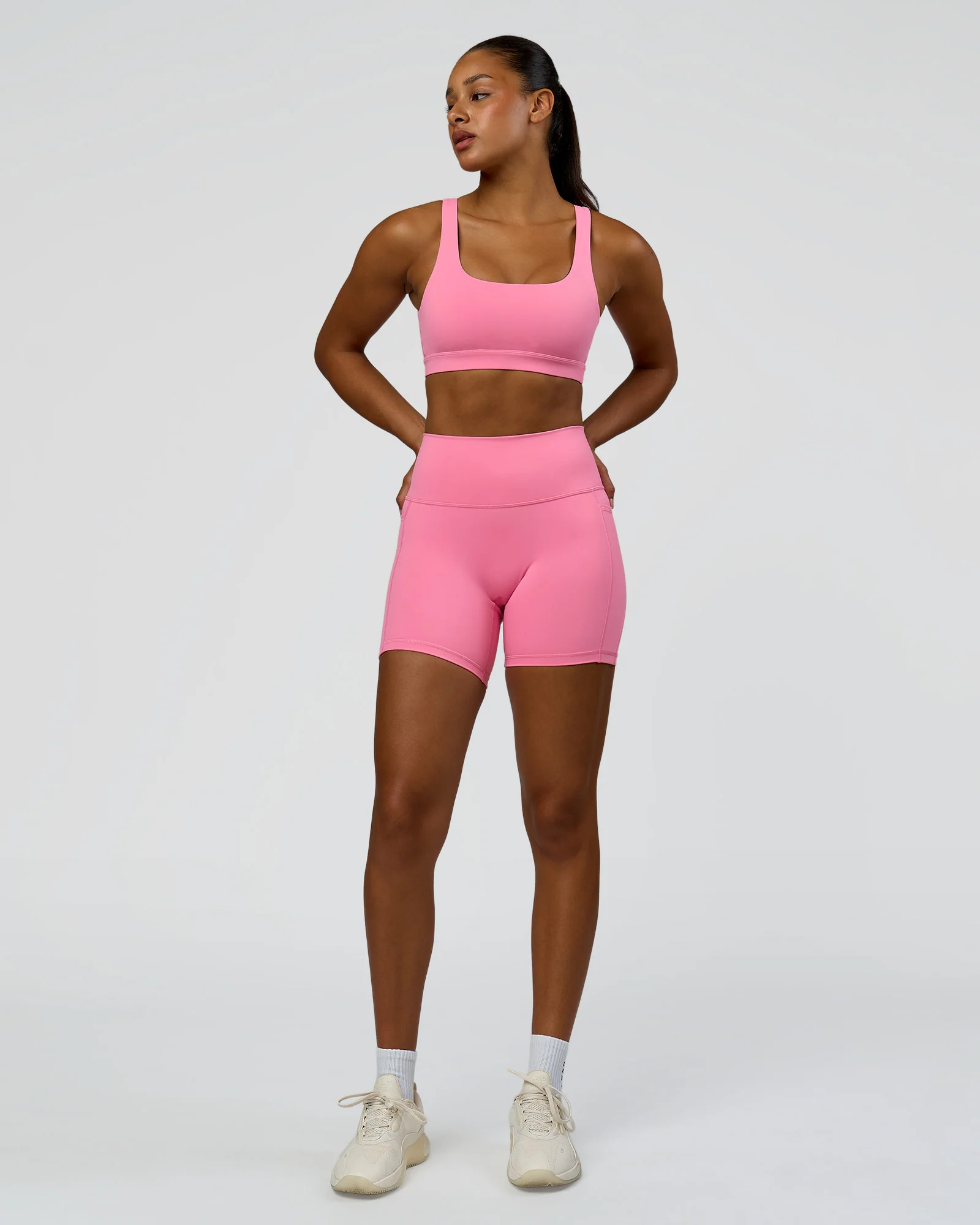 Fusion High-Rise 6" Short Pockets - Candy Pink