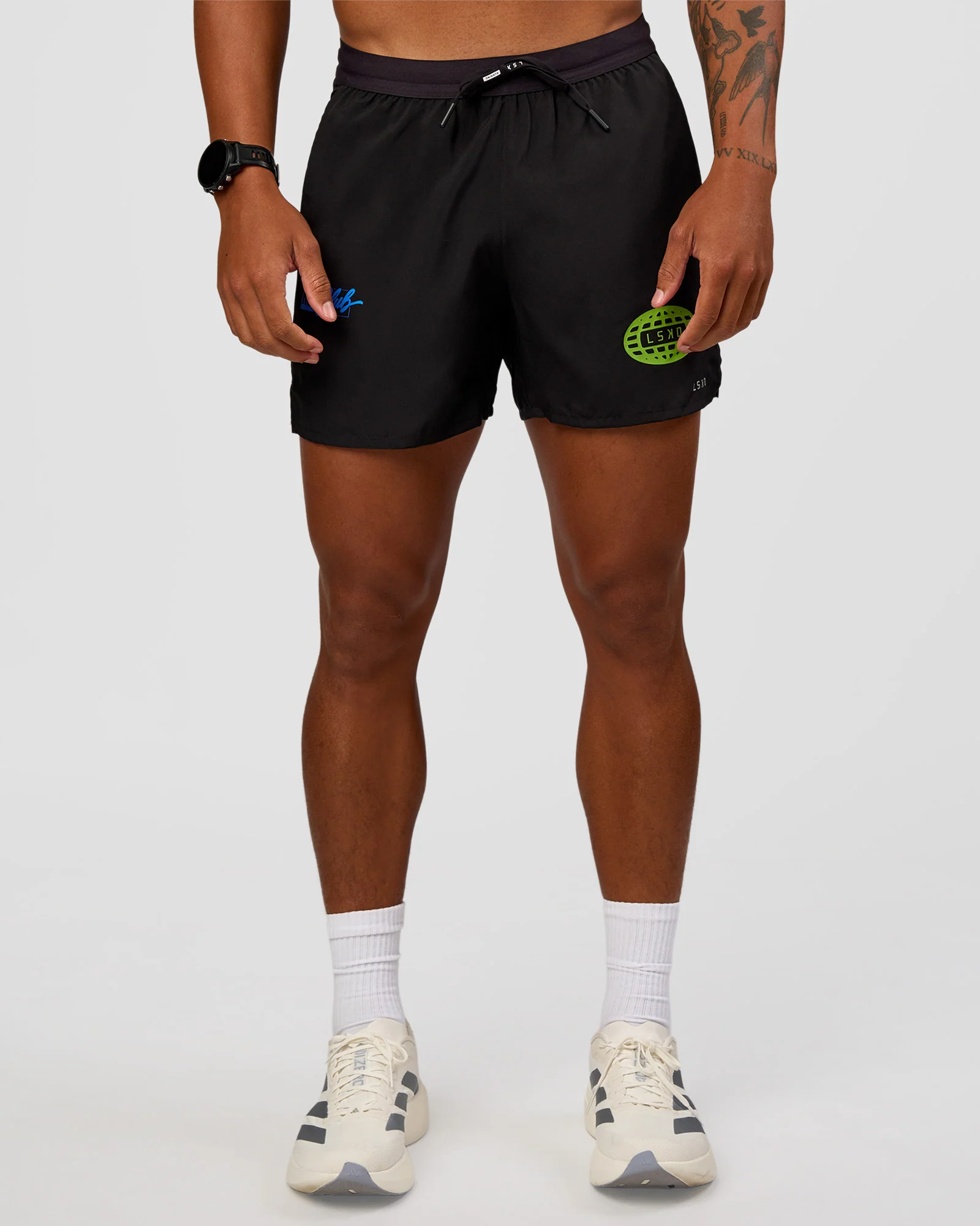 3307-pace-5-lined-running-short-black-lime-glo-indigo-3.webp Pace 5" Lined Running Short - Black-Lime Glo Indigo