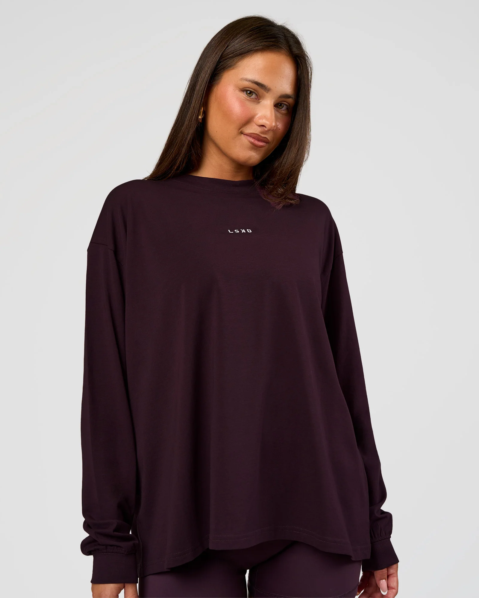 3590-go-to-long-sleeve-flxcotton-oversized-tee-midnight-plum-white-1.webp Go-To Long Sleeve FLXCotton Oversized Tee - Midnight Plum-White