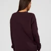 Go-To Long Sleeve FLXCotton Oversized Tee - Midnight Plum-White