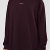 Go-To Long Sleeve FLXCotton Oversized Tee - Midnight Plum-White