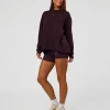 Go-To Long Sleeve FLXCotton Oversized Tee - Midnight Plum-White