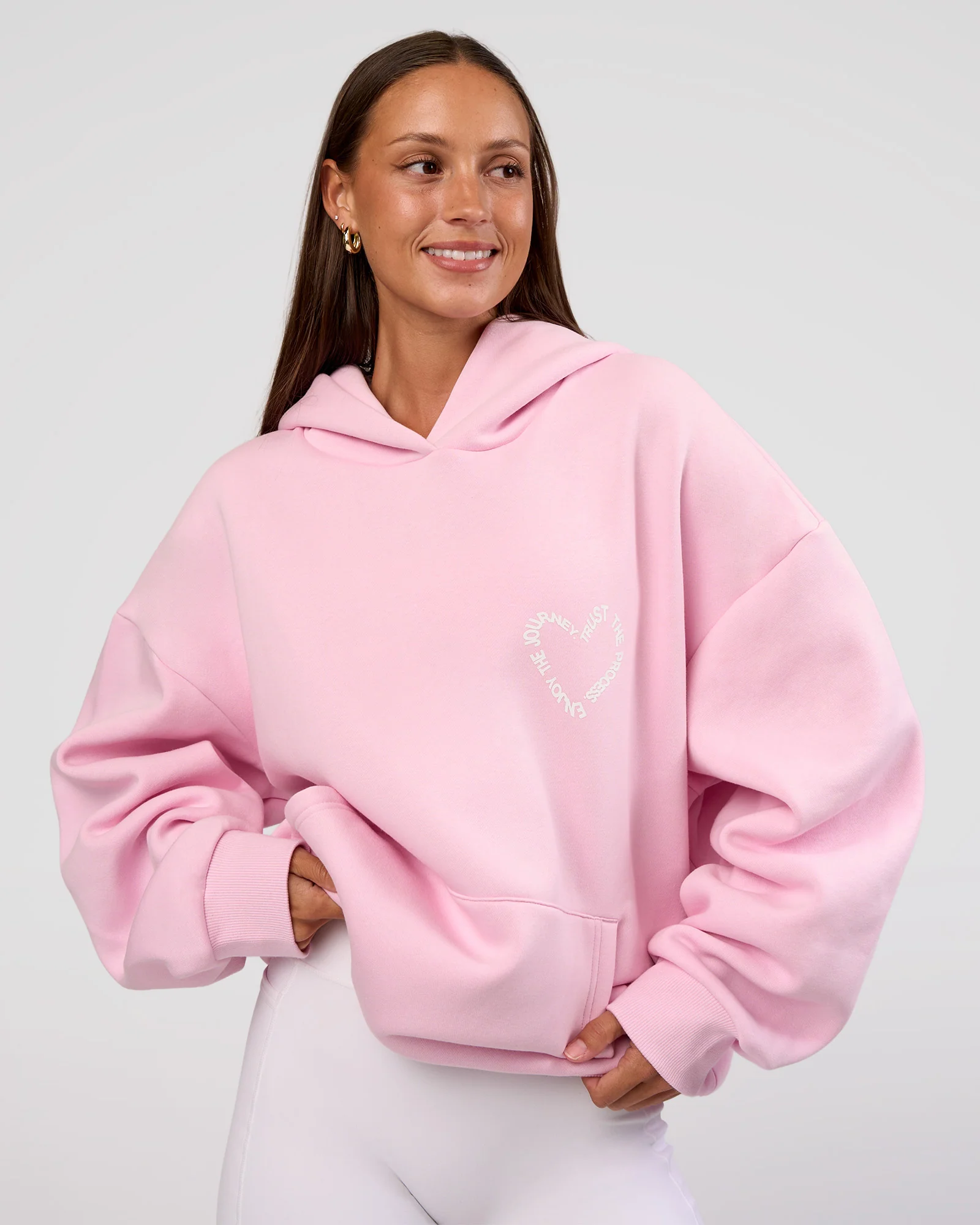Unisex Love The Process Oversize Hoodie - Marshmallow-White