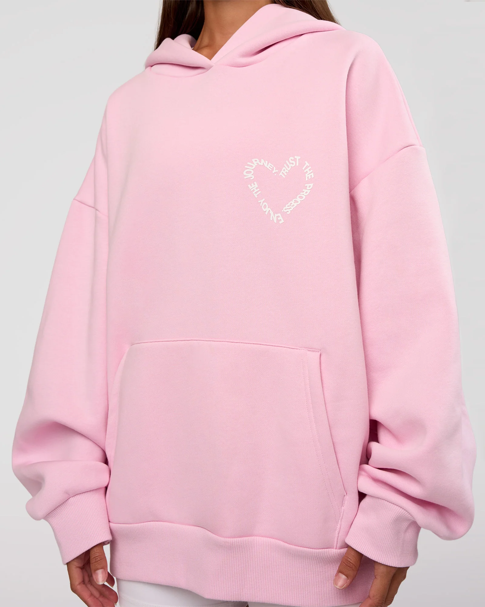 Unisex Love The Process Oversize Hoodie - Marshmallow-White