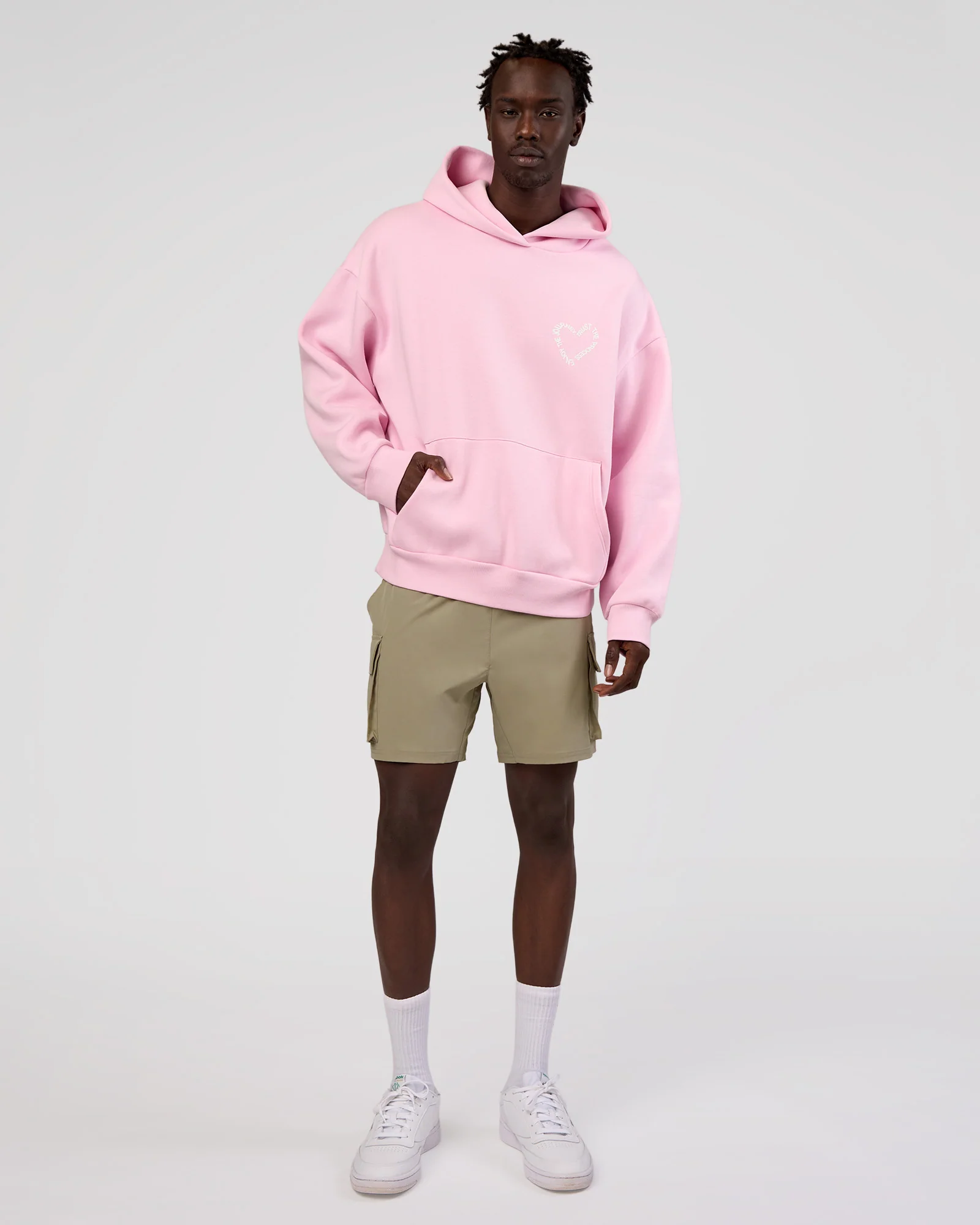 Unisex Love The Process Oversize Hoodie - Marshmallow-White
