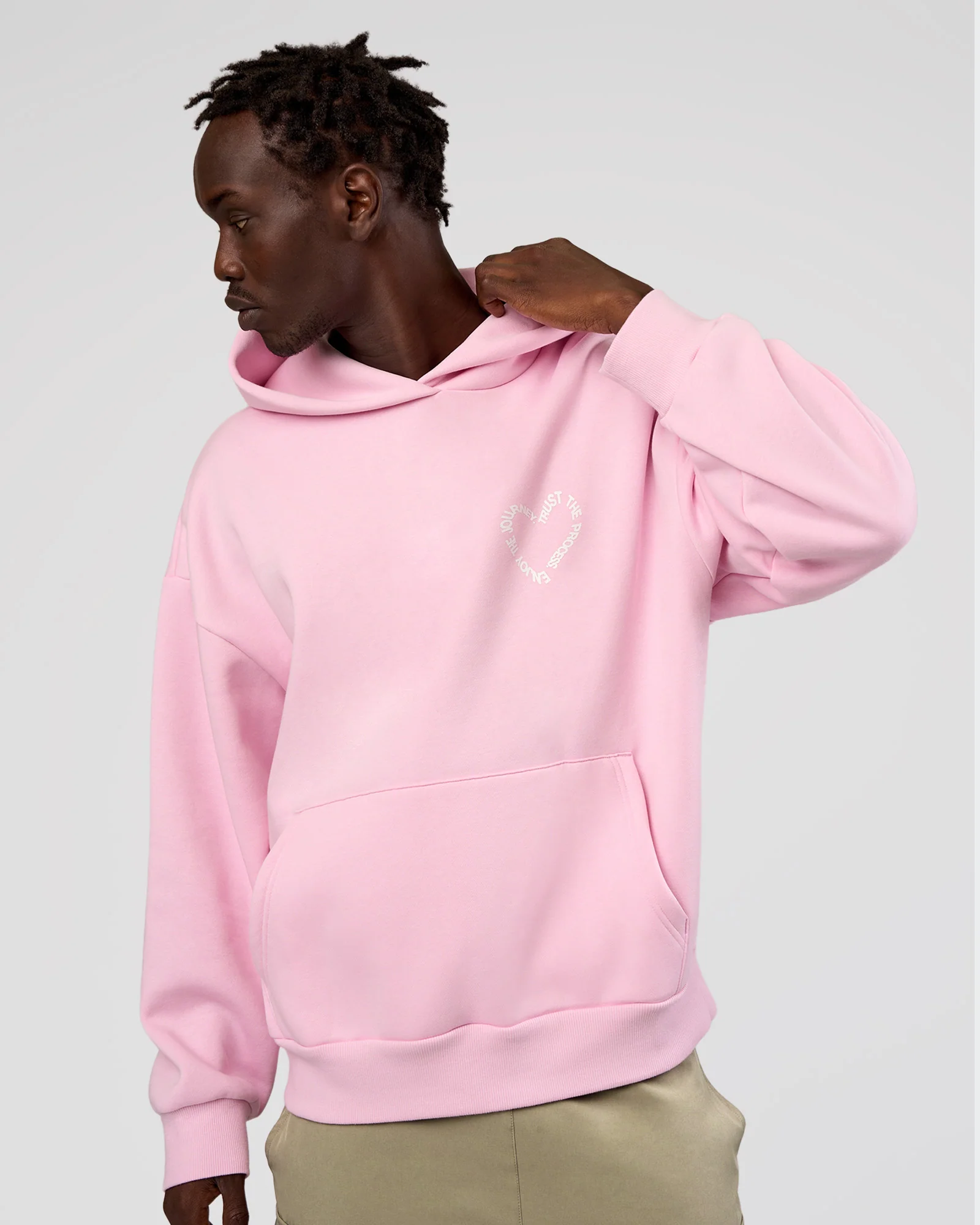 Unisex Love The Process Oversize Hoodie - Marshmallow-White