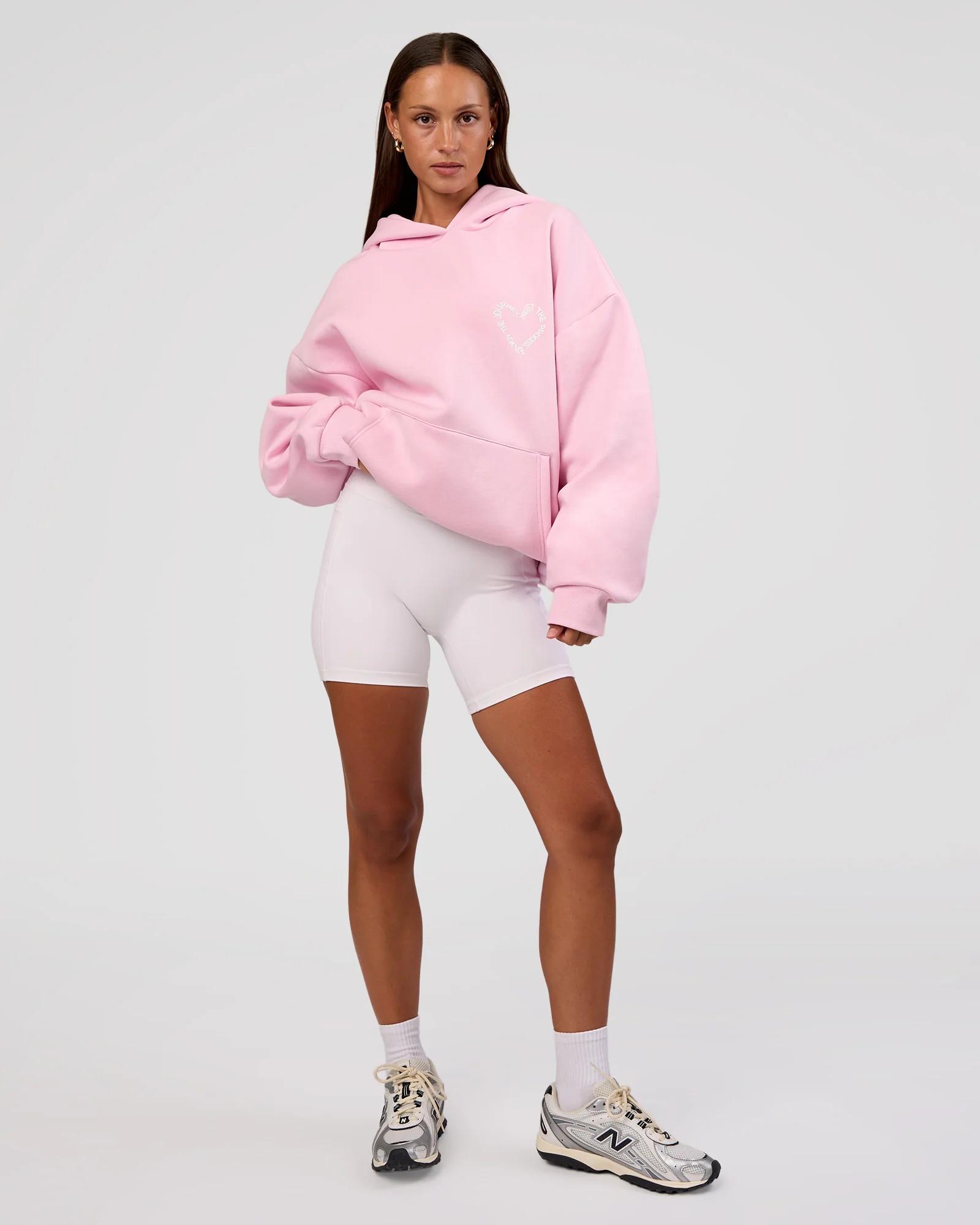 Unisex Love The Process Oversize Hoodie - Marshmallow-White