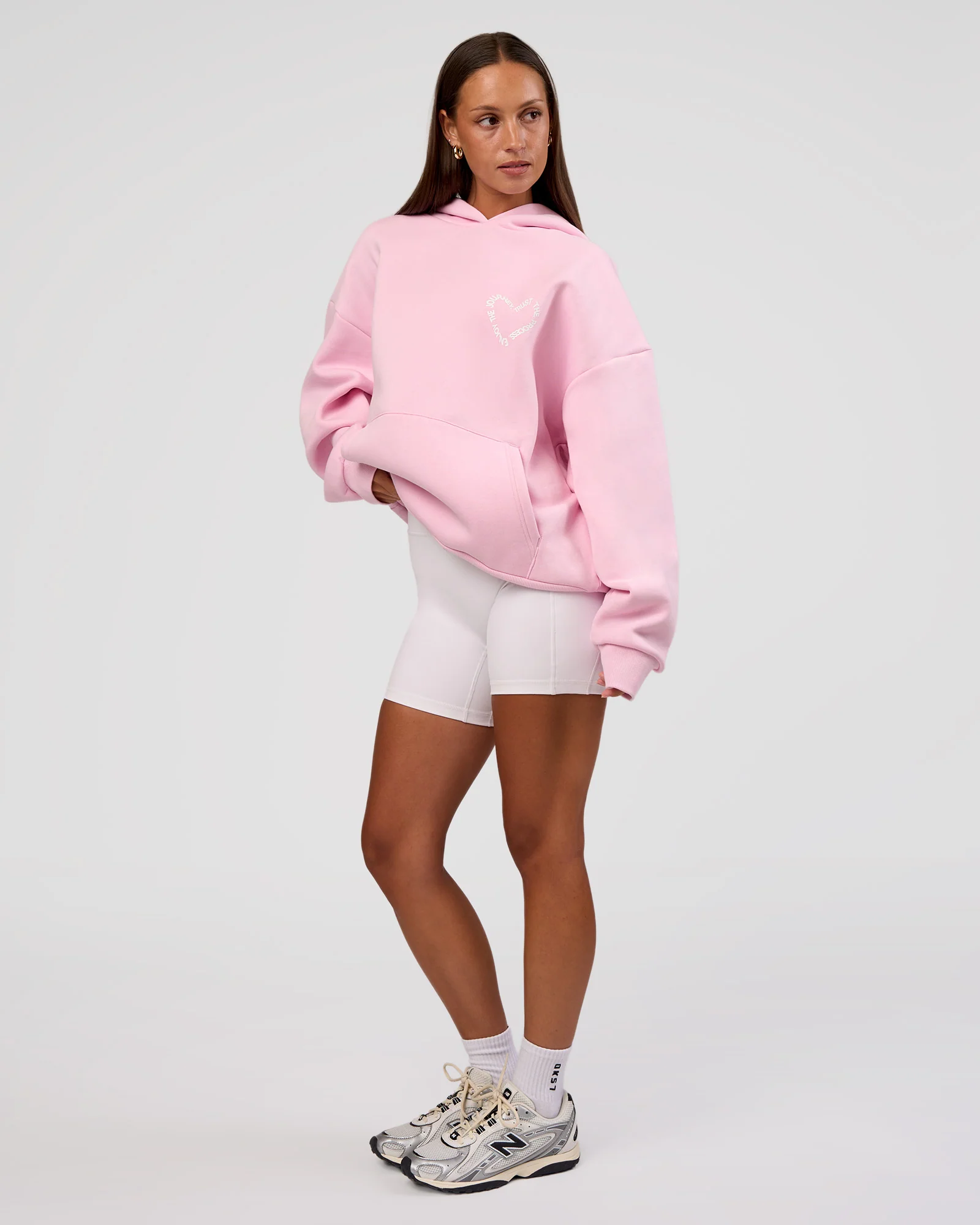 Unisex Love The Process Oversize Hoodie - Marshmallow-White