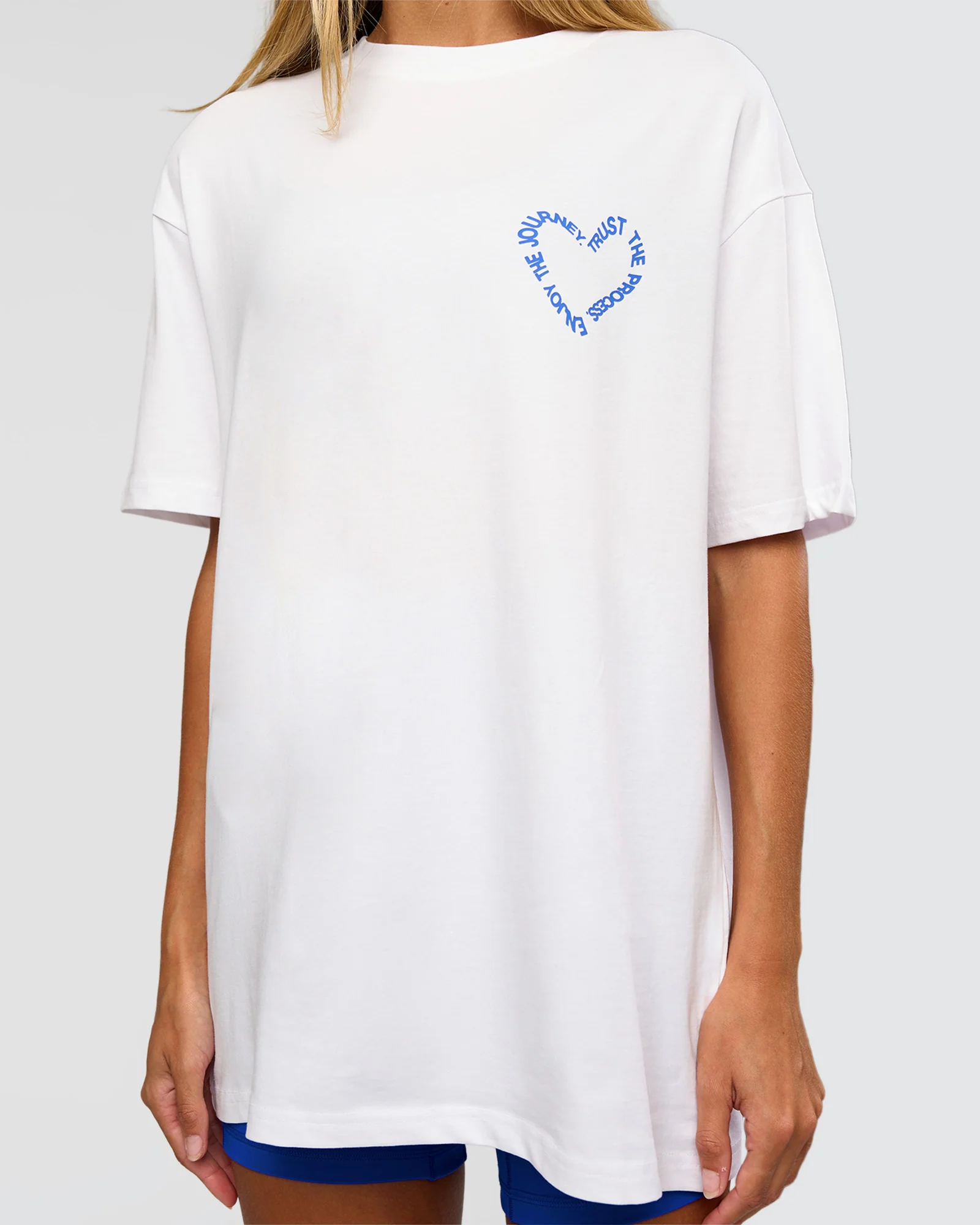 Love The Process FLXCotton Oversize Tee - White-Electric Indigo