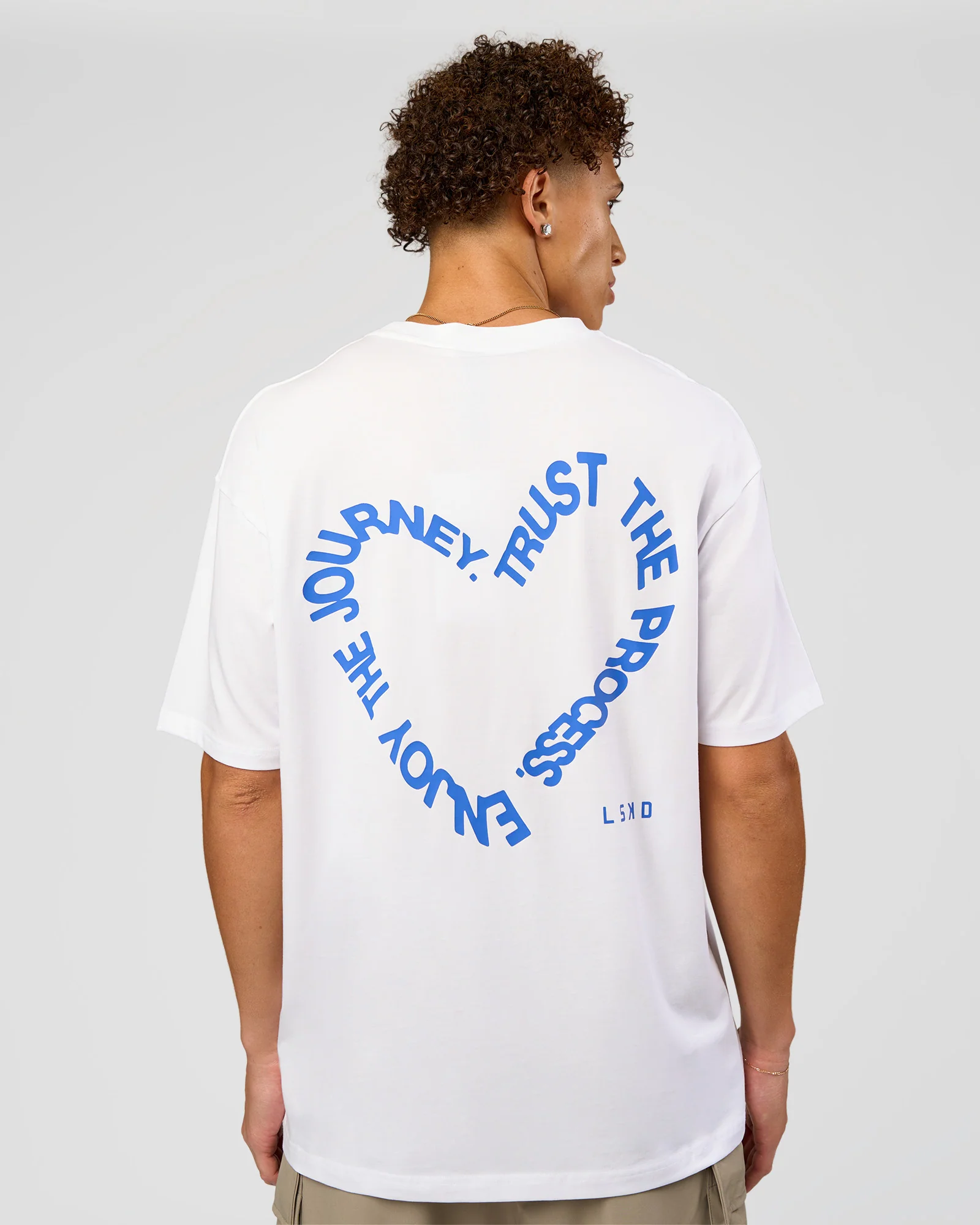 Love The Process FLXCotton Oversize Tee - White-Electric Indigo