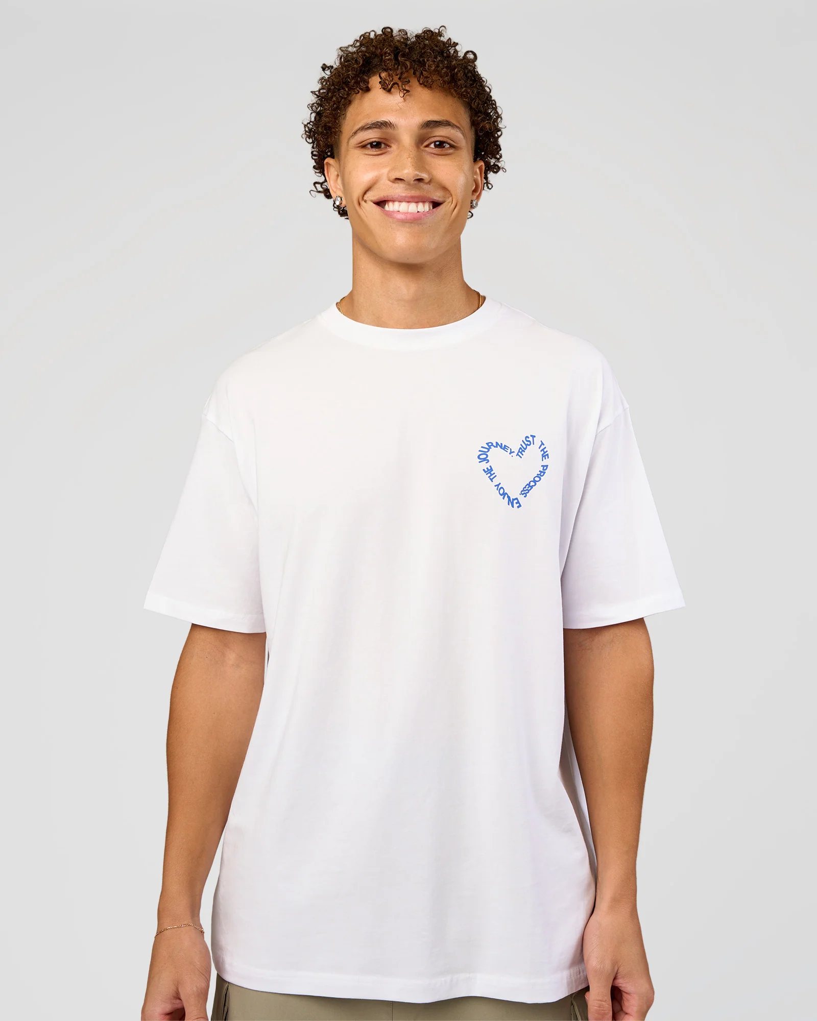Love The Process FLXCotton Oversize Tee - White-Electric Indigo