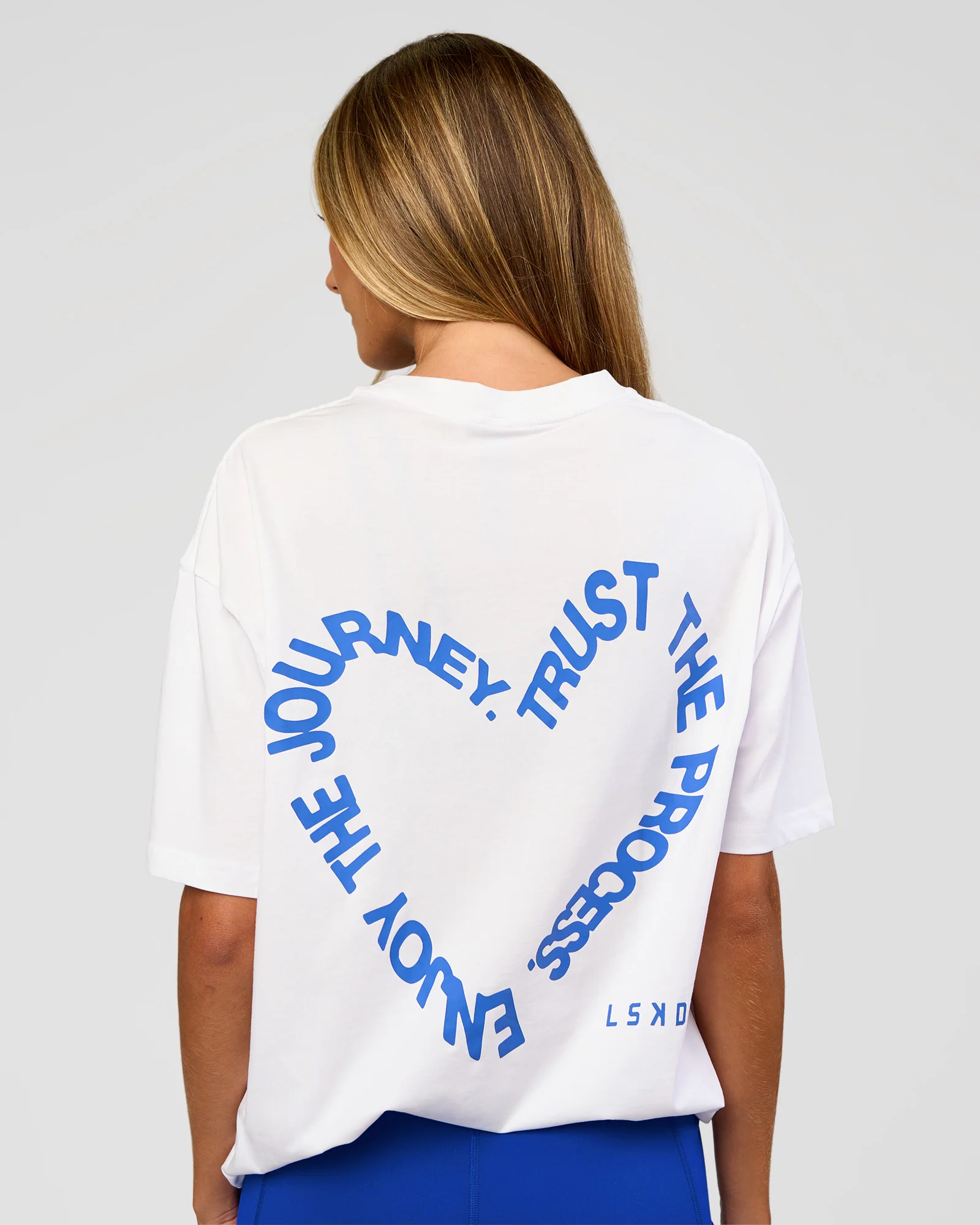Love The Process FLXCotton Oversize Tee - White-Electric Indigo
