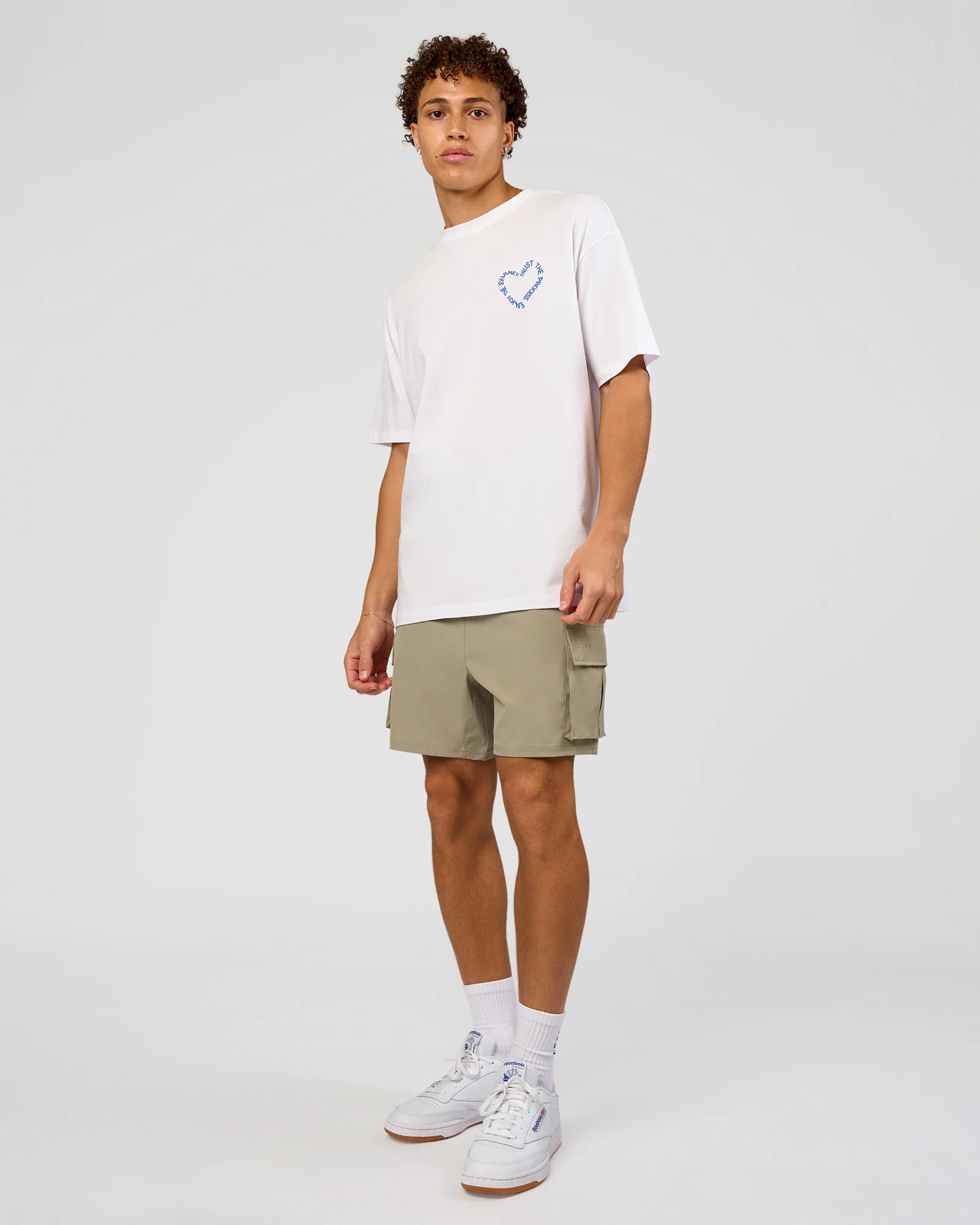 Love The Process FLXCotton Oversize Tee - White-Electric Indigo