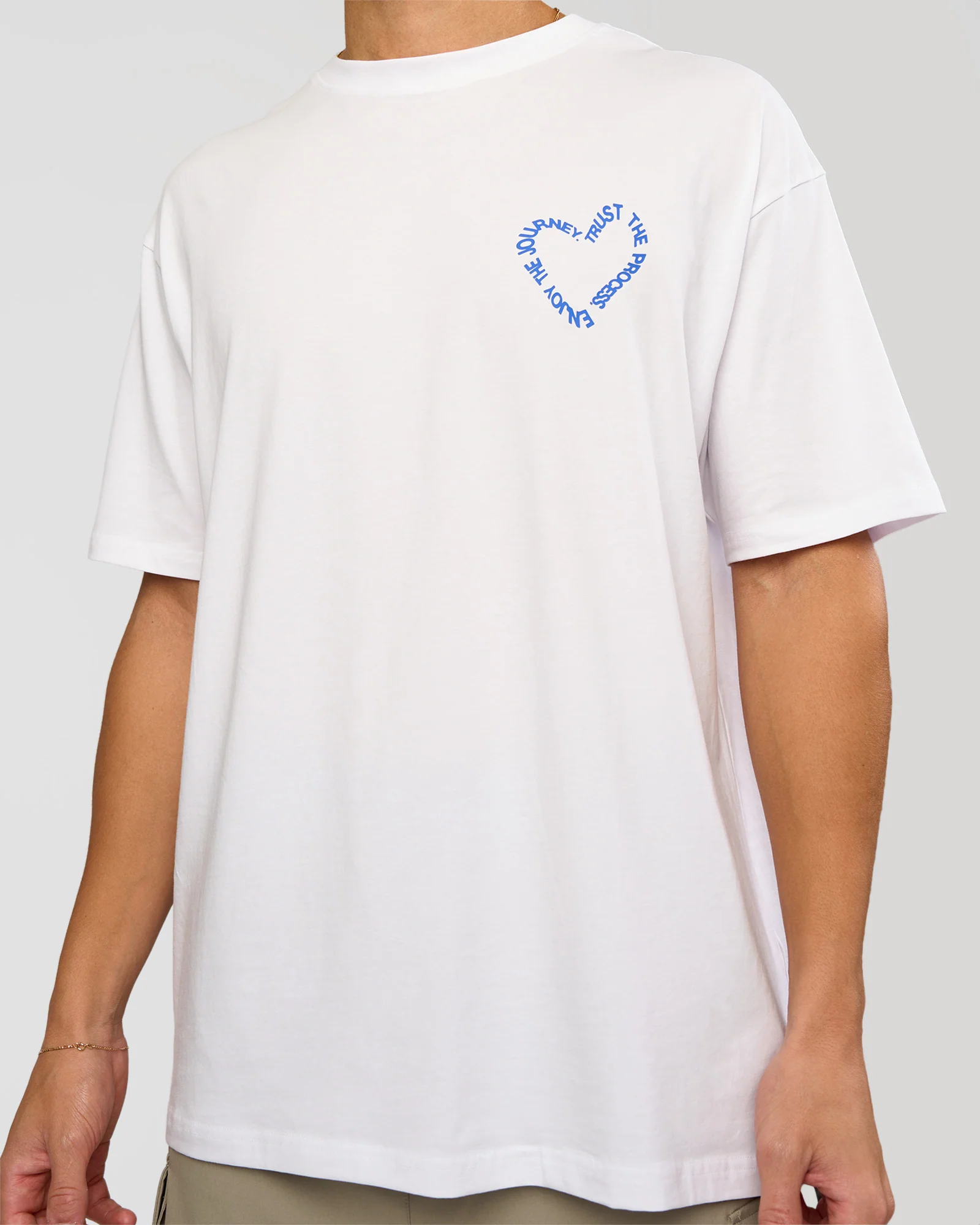 Love The Process FLXCotton Oversize Tee - White-Electric Indigo