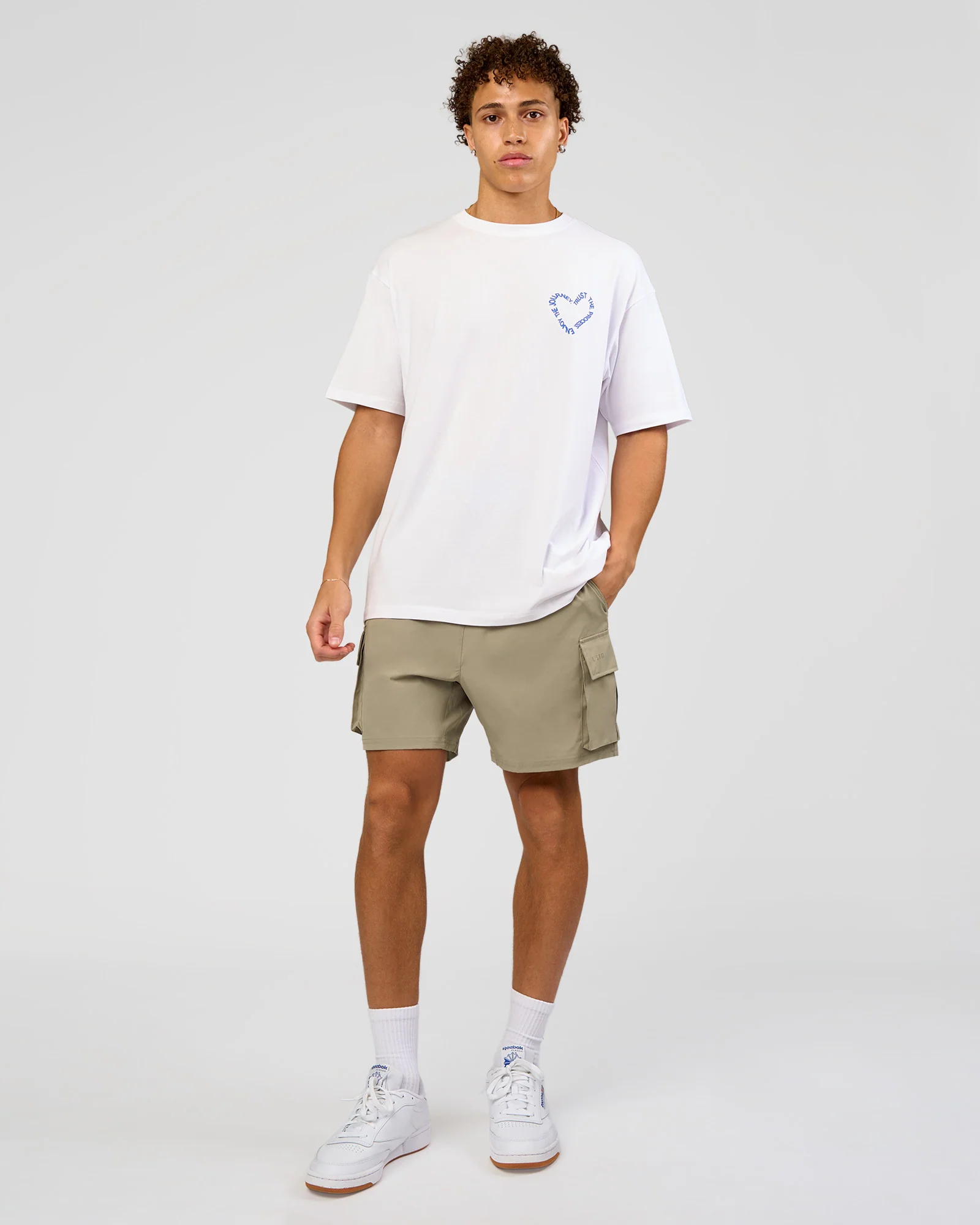 Love The Process FLXCotton Oversize Tee - White-Electric Indigo