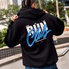 Run Club Script Oversized Hoodie - Black-Palace Blue