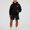 Run Club Script Oversized Hoodie - Black-Palace Blue